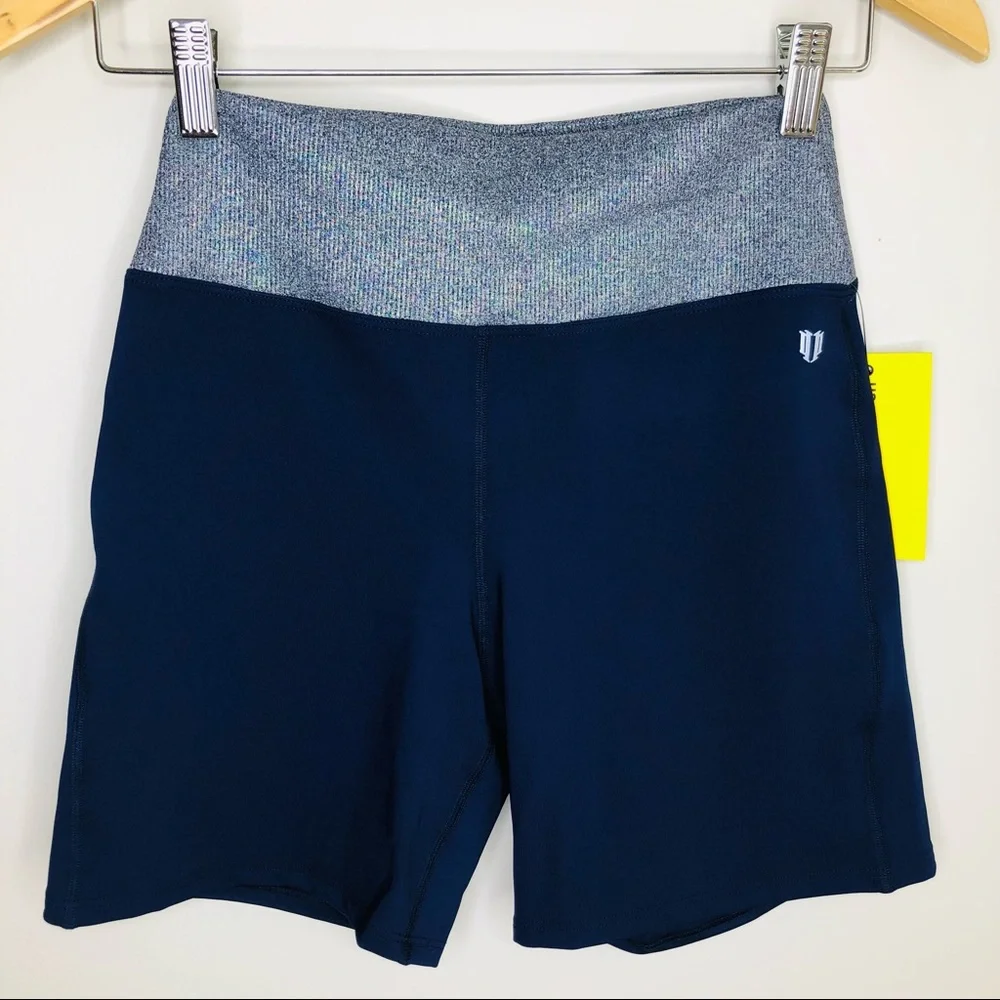 EleVen by Venus Williams Ocean Breeze Bike Short in Blue NWT Workout Gym